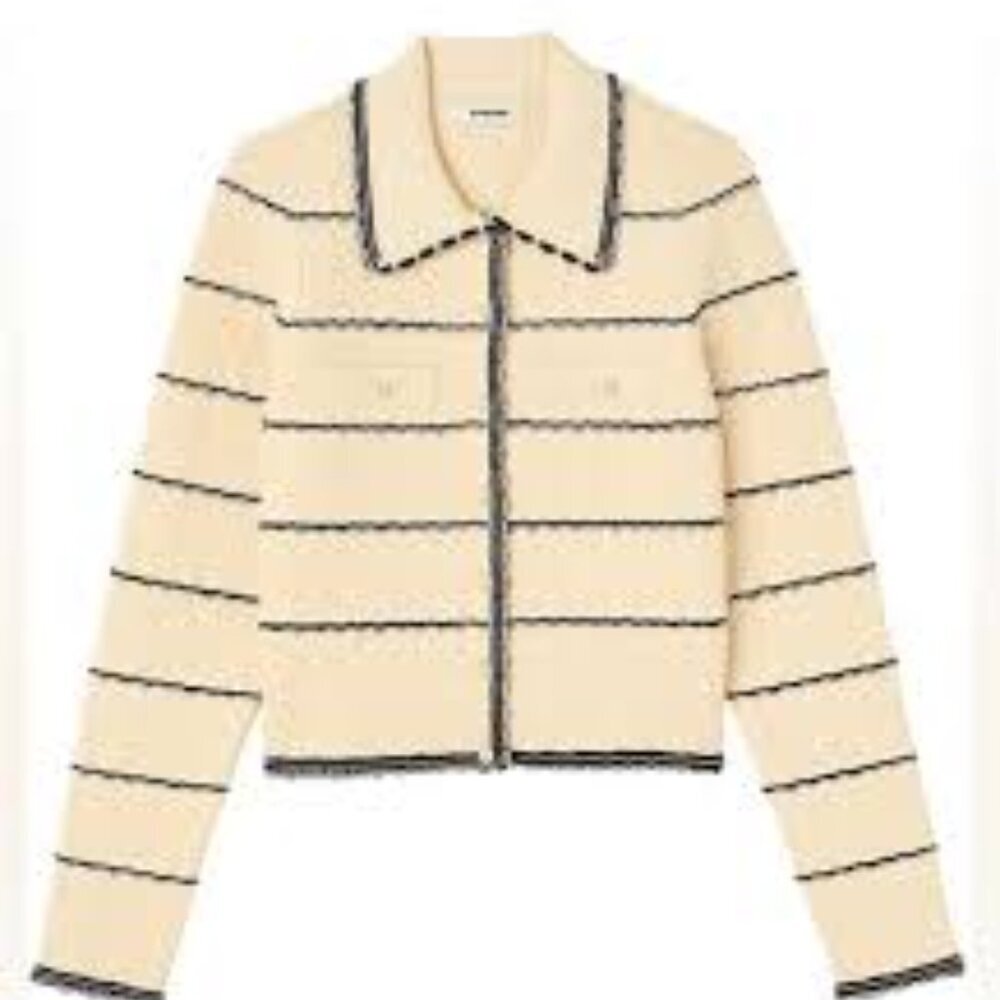 Sandro Paris Infinity jacket, cream knit with pearl buttons Size 2/US Small